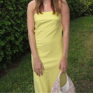 Beginning boutique strapless yellow dress